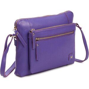Women Violet Imported Leather Polyester Crossbody Sling Shoulder Crossover Bag